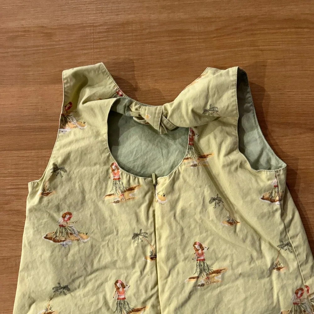 Gymboree Girls Sage Green Hula Hawaii Girl‎ Palm Tree Cotton Dress Size 7